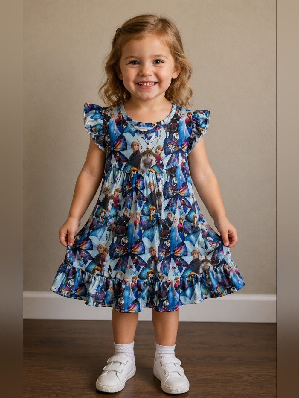 Disney Frozen Milk Silk Dress Short Sleeve Girls Size 3T NWOT